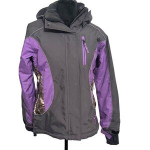 ArcticShield Womens Insulated Winter Jacket S/P Black & Purple w/ Camo Inset Pol